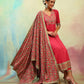 Ethnic Motifs Embroidered Thread Work A Line Kurta with Palazzos & Dupatta