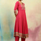 Ethnic Motifs Embroidered Thread Work A Line Kurta with Palazzos & Dupatta