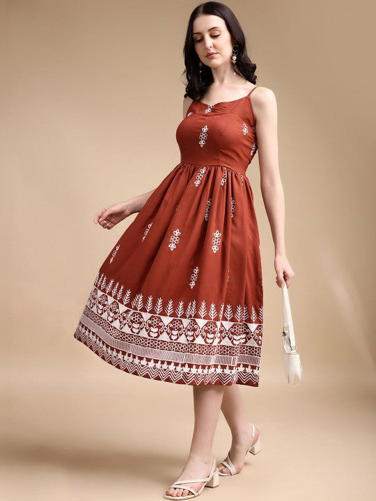 Women Ethnic Motifs Print Fit & Flare Dress