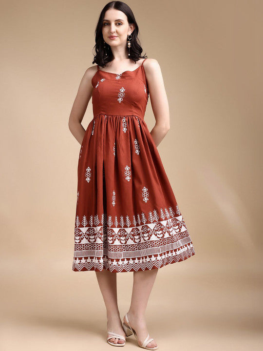 Women Ethnic Motifs Print Fit & Flare Dress