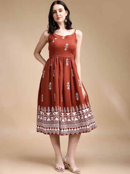 Women Ethnic Motifs Print Fit & Flare Dress