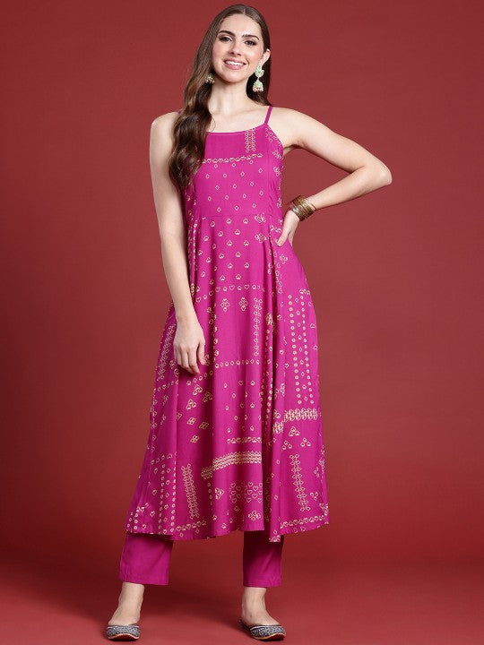 Ethnic Motifs Printed A line Kurta with Trousers