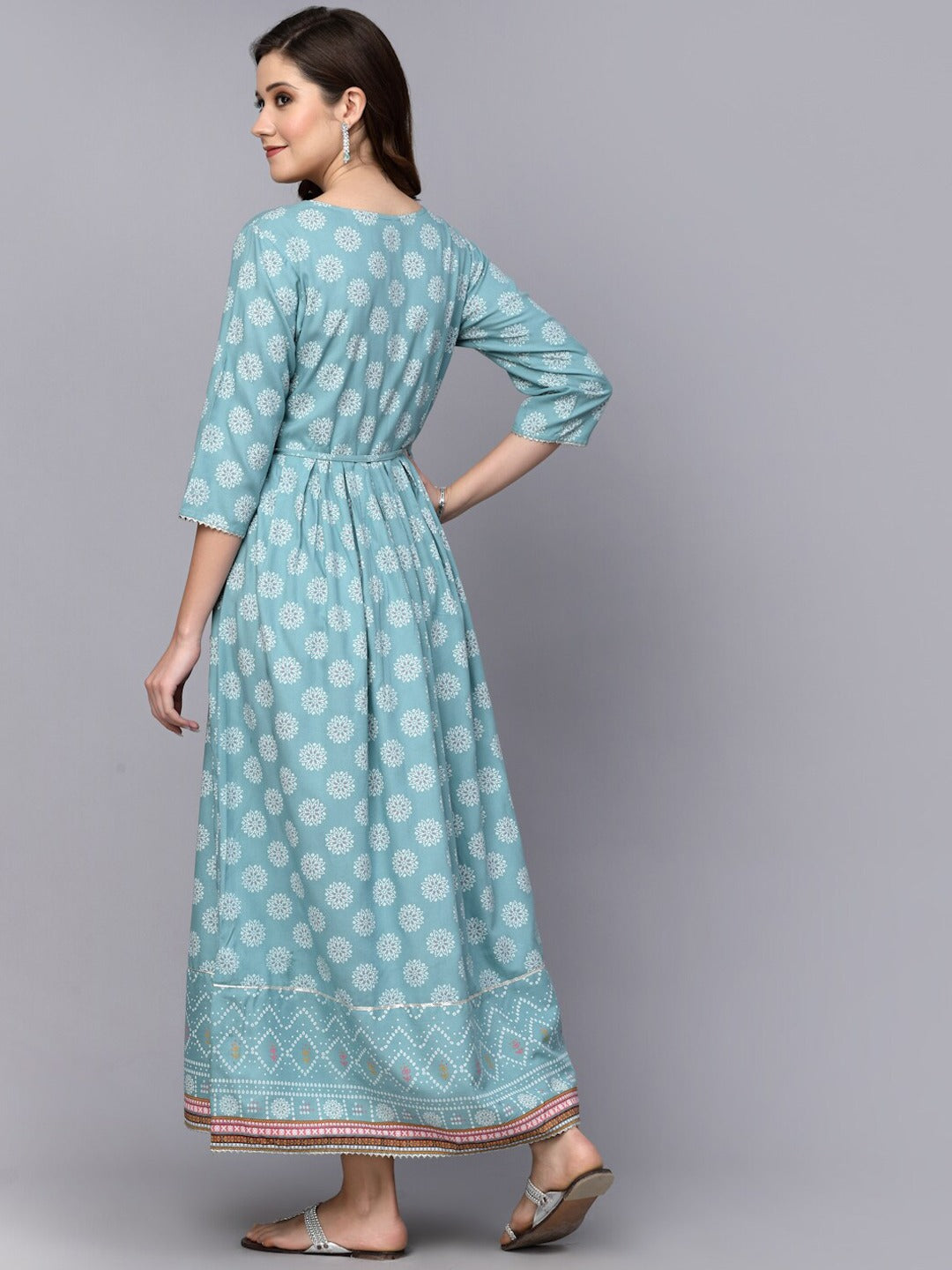 Ethnic Motifs Printed Embroidered Ethnic Dress