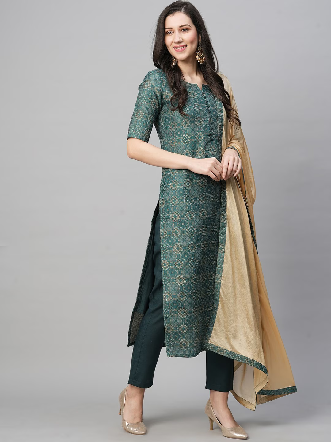 Ethnic Motifs Printed Kurta with Trousers & With Dupatta