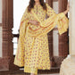 Ethnic Motifs Printed Pure Cotton Anarkali Kurta with Palazzos & Dupatta