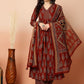 Ethnic Motifs Printed Pure Cotton Kurta with Palazzos & Dupatta