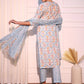 Ethnic Motifs Printed Pure Cotton Kurta with Trousers & Dupatta