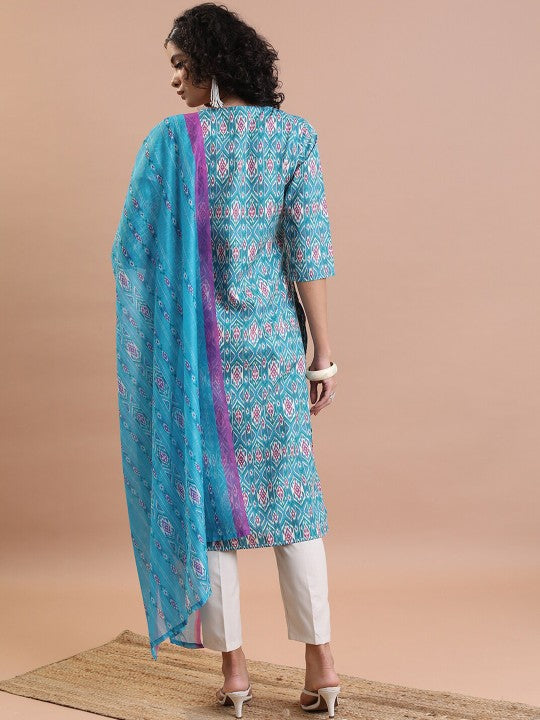 Ethnic Motifs Printed Regular Kurta with Trousers & Dupatta