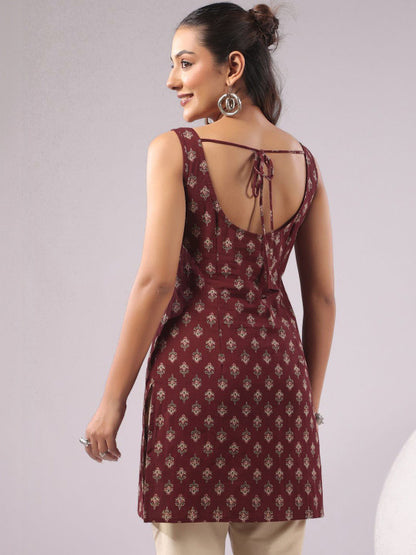 Ethnic Motifs Printed Square Neck Pure Cotton Kurti