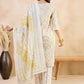 Ethnic Motifs Printed Thread Work Pure Cotton Straight Kurta With Trousers & Dupatta