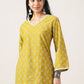 Geometric Printed V-Neck Pure Cotton Kurti