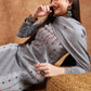 Ethnic Motifs Woven Designed Mandarin Collar Straight Kurta With Trouser & Dupatta