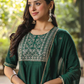 Ethnic Motifs Yoke Design Anarkali Kurta & Trousers With Dupatta