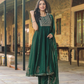 Ethnic Motifs Yoke Design Anarkali Kurta & Trousers With Dupatta