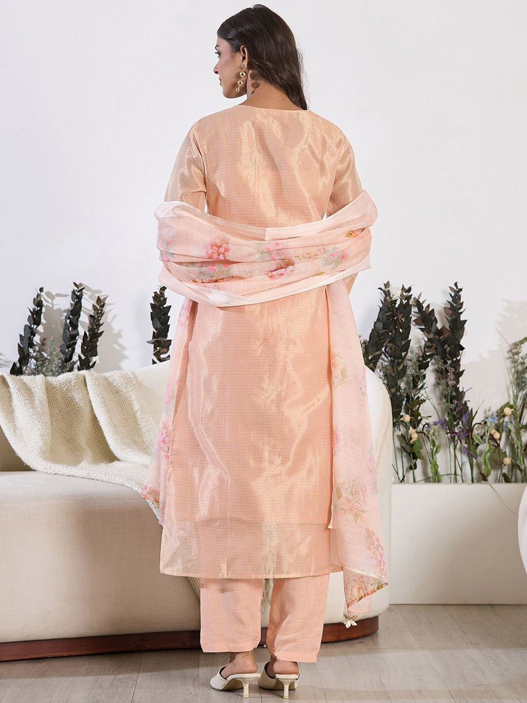 Women Floral Embroidered Regular Thread Work Pure Cotton Kurta with Trousers & With Dupatta