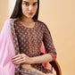 Ethnic Motif Printed Regular Thread Work Kurta With Trousers & Dupatta