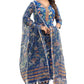 Women Floral Blue Kurta with Pant & Dupatta