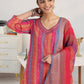 Women Striped Regular Thread Work Kurta with Trousers & With Dupatta