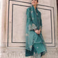 Women Blue Chanderi Kurta Palazzo Dupatta Set