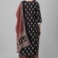 Women's Black Rayon Printed Kurta with Palazzos and Dupatta set