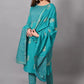 Women Blue Viscose Rayon Kurta Pant Dupatta Set