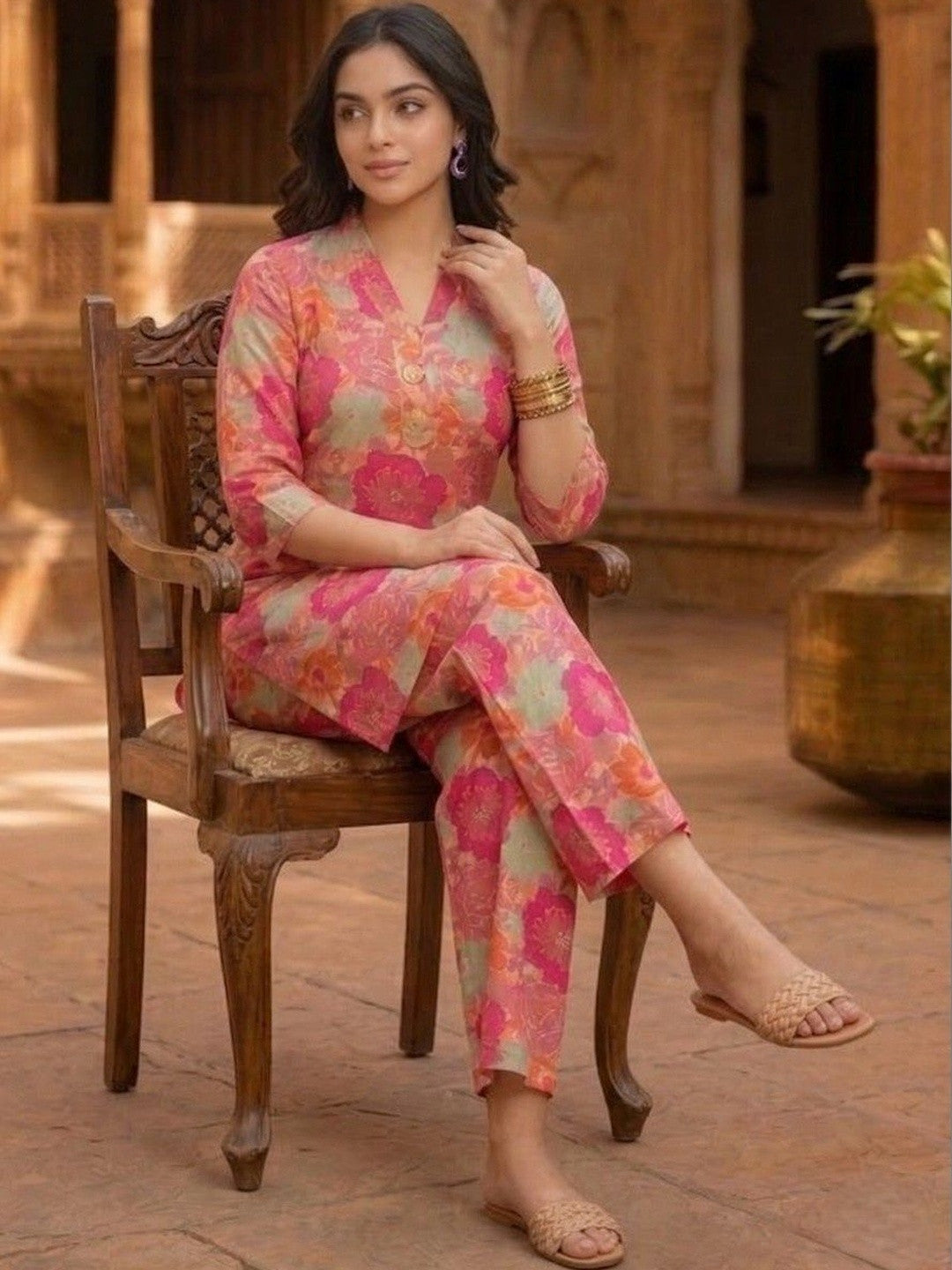 Floral Printed Tunic with Palazzos