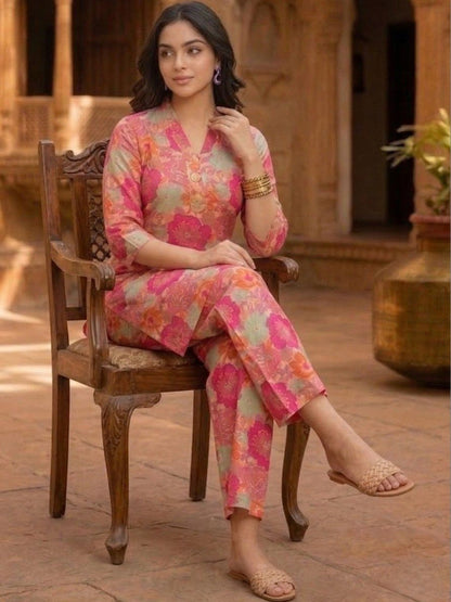 Floral Printed Tunic with Palazzos
