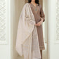 Ethnic Motifs Yoke Design Sequined Straight Kurta With Trousers & Dupatta