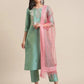 Women Silk Blend Kurta Pant Dupatta Set