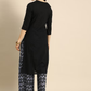 Women Black Regular Pure Cotton Kurta with Palazzos