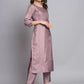 Women Lavender Silk Blend Kurta Pant Dupatta Set