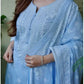 Women Blue Pure Cotton Kurta Pant Dupatta Set