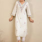 Floral Embroidered Pure Cotton Kurta With Trousers & Dupatta