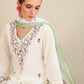 Floral Embroidered Pure Cotton Kurta With Trousers & Dupatta