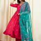 Floral Embroidered Pure Silk Anarkali Kurta & Trousers With Dupatta