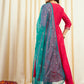 Floral Embroidered Pure Silk Anarkali Kurta & Trousers With Dupatta