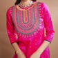 Floral Embroidered Thread Work Kurta With Trousers & Dupatta