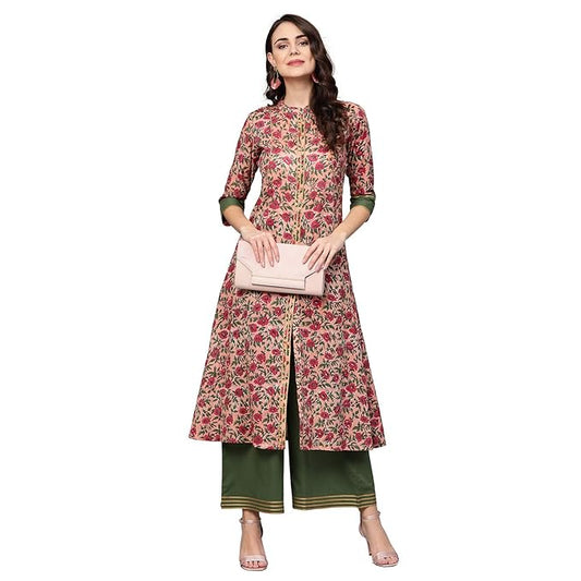 Floral Print A Line Kurta Set with Palazzo