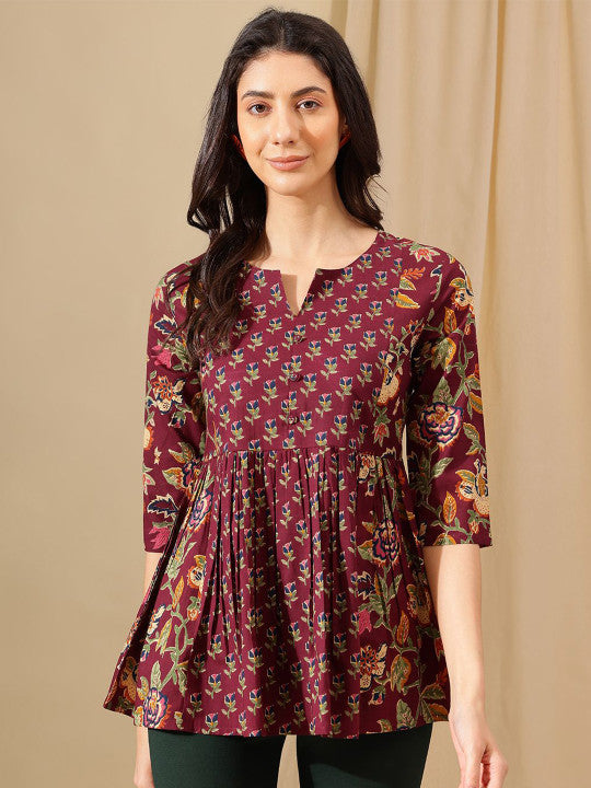 Women Floral Print Cotton Top