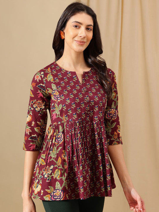 Women Floral Print Cotton Top