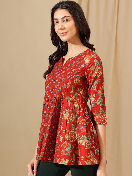 Women Floral Print Cotton Top