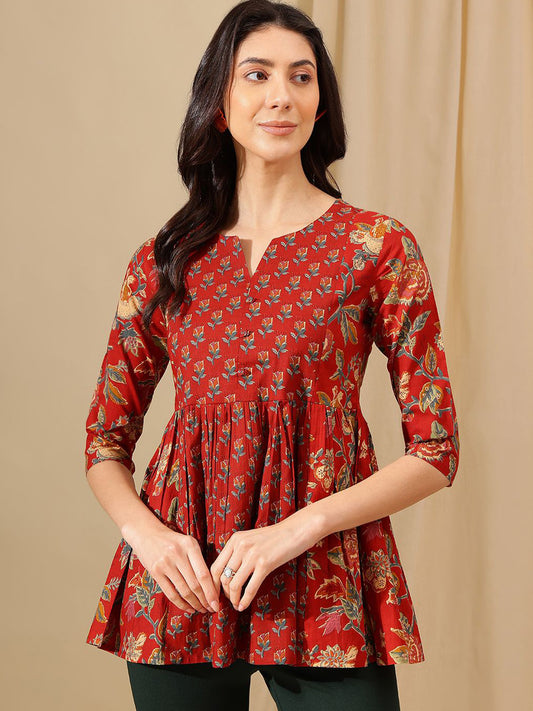 Women Floral Print Cotton Top