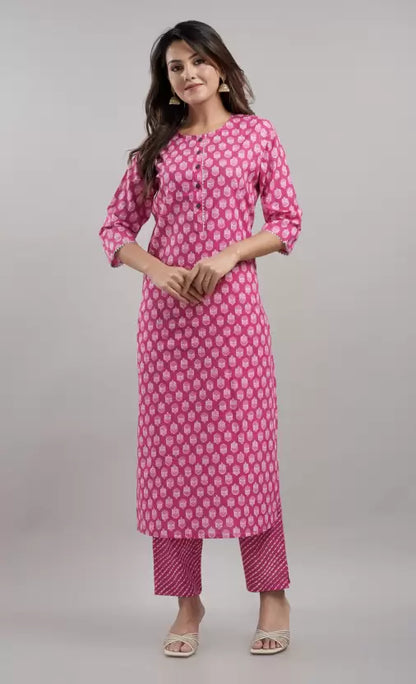 Floral Print Kurta Trouser Pant & Dupatta Set