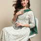 Floral Printed Embroiderd Kurta With Trouser Dupatta