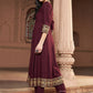 Floral Printed Foil Border Anarkali Kurta with Trousers