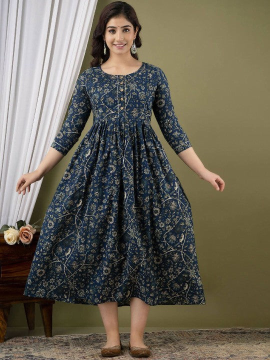 Floral Printed Gotta Patti Anarkali Kurta