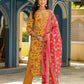 Floral Printed Kurta & Trousers With Dupatta