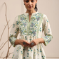 Floral Printed Mandarin Collar Pure Cotton A-Line kurti