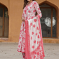 Floral Printed Pure Cotton Anarkali Kurta with Trousers & With Dupatta