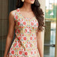 Floral Printed Round Neck Sleeveless Gotta Patti Kurta with Sharara